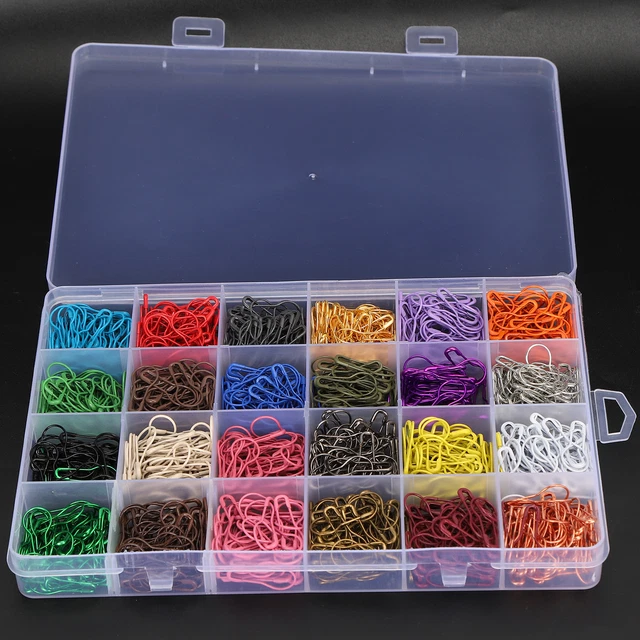 1200Pcs Gourd Pin Brooch Decoration Lockpin Cl Stoage Box 24 Color Tag Tag Pins