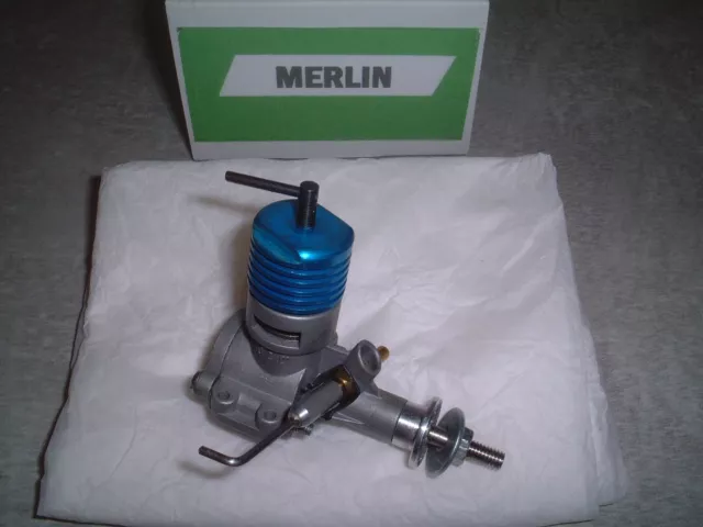 RECONDITIONED BLUE ANODISED DC MERLIN .76cc MODEL AIRCRAFT DIESEL ENGINE SUPERB