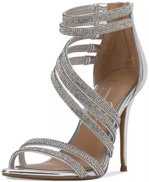 Jessica Simpson Winifield Silver Strap Sandals Women High-Heel Prom Wedding Pump