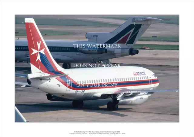 Air Malta 737 A3 Art Print – London Heathrow Airport 1983 – 42 x 29 cm Poster