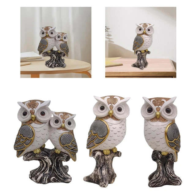 Hibou sur branche Figurine en résine Statue de hibou pour bonsaï artisanat