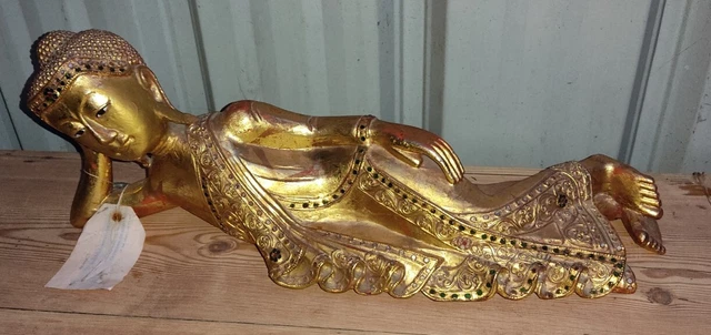 Bouddha Bois Sculpté Doré