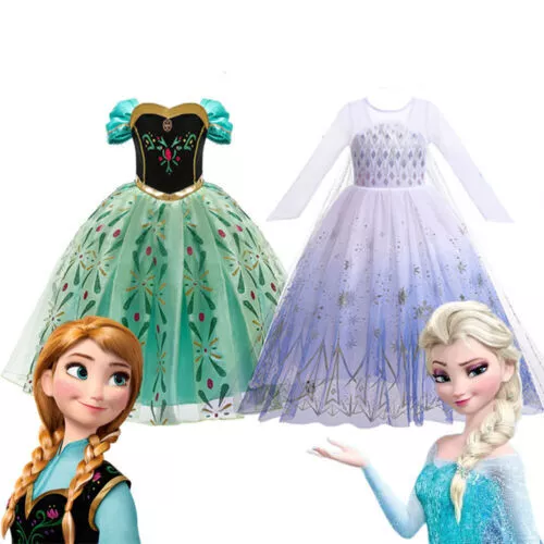 Abito elegante per ragazze Frozen Elsa Princess cosplay festa maglia costume per bambini