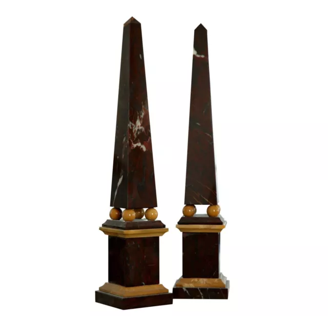 Obelisk Klassisch Marmor Rot E Gelb Mit Kugeln Italian Marble Obelisk H.47CM