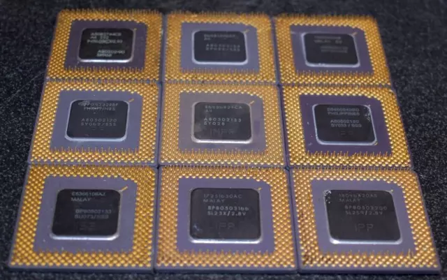 Lot of 9 Purple CERAMIC CPU IC chips scrap gold recovery Intel Pentium Processor