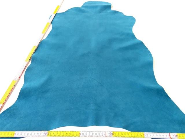 Lederhaut KALB PETROL BLAU 75x60 1,2mm Wildleder Tasche Kostüm Nähen Fell LARP