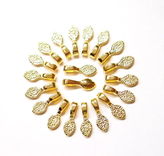 20 Small Gold Plated Oval Glue on Bails, for Pendants, Cameos, Cabochons, Glass