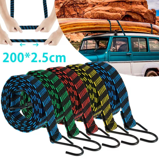 5Pcs Heavy Duty Long Bungee Cords 2M-4M Elastic Luggage Straps with Hooks Carヘ
