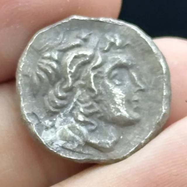 Very Old Ancient Greek King Alexander Solid Silver Coin E