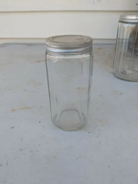 Vintage Hoosier Cabinet Sellers Cabinet Spice Jar Clear Glass Aluminum Lid