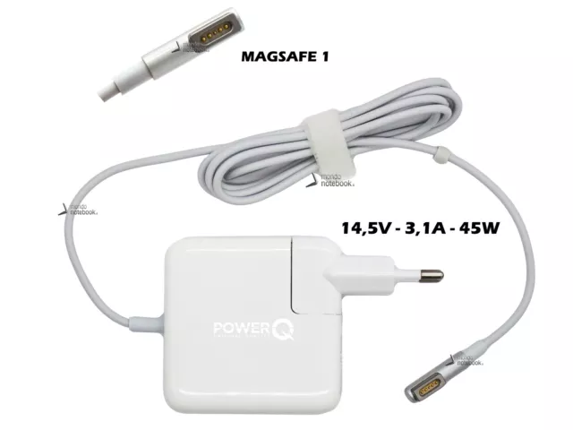 Adaptateur Secteur Chargeur PowerQ pour Apple 45W 14,5V 3,1A A1374 Magsafe 1