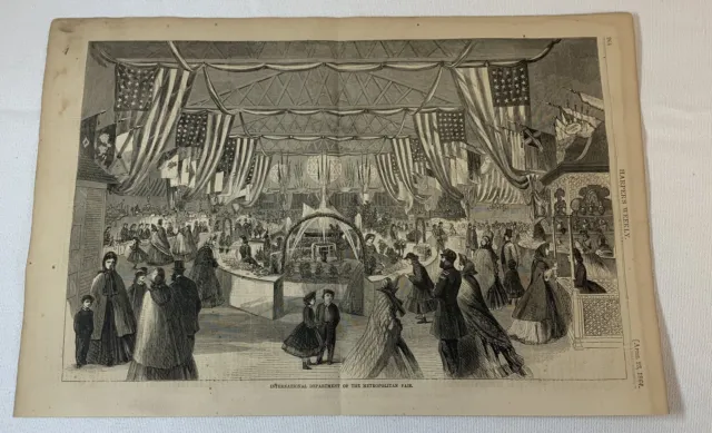 1864 magazine engraving ~ INTERNATIONAL DEPARTMENT OF THE METROPOLITAN FAIR NYC