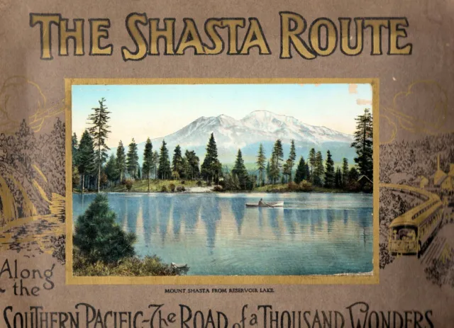 c1910 Southern Pacific RR "Shasta Route in All of its Grandeur" Color Photo Book