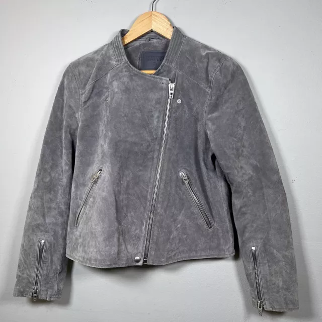 BLANKNYC Suede Leather Moto Jacket Gray Women's Size Medium M