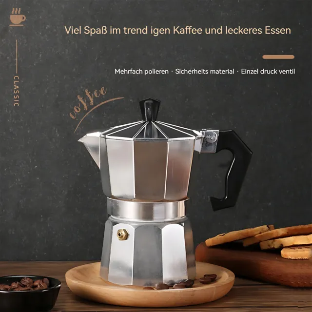 Espressokocher Moka Express Silber Espressokocher für 1 - 6 Tassen Kaffeekocher