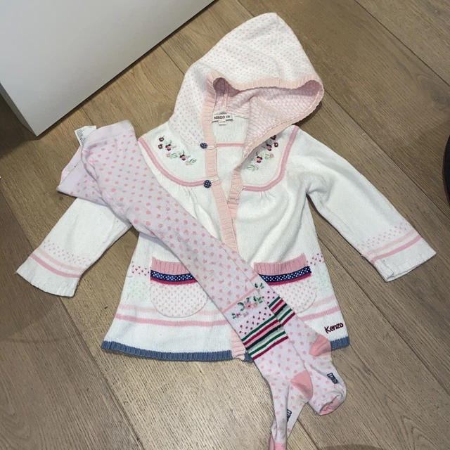KENZO Kids Girls Pink Cardigan & Tights Set - Size 2Y