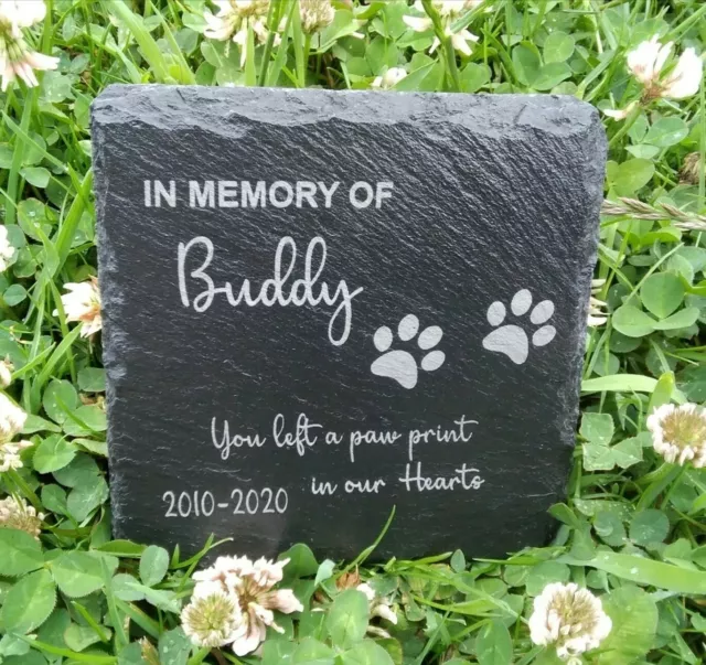 Memorial Plaque For Pet Cat Dog Slate Stone Paw Grave Marker Personalised  Gift