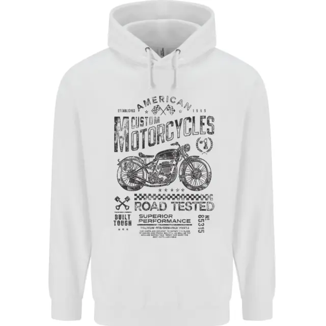 American Custom Motorbike Biker Motorcycle Mens 80% Cotton Hoodie