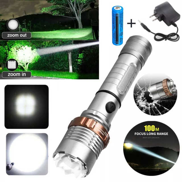 Most Powerful 9900000LM LED Tactical Flashlight Super Bright Rechargeable Torch