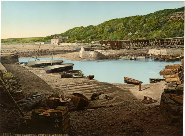 P.Z. Angleterre, The Harbour, Dunure, Ayrshire Vintage photochrome, England ph