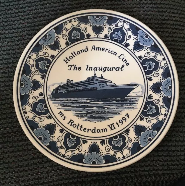 Holland America Line THE INAUGURAL ms Rotterdam VI 1997 Blauw Delft Plate