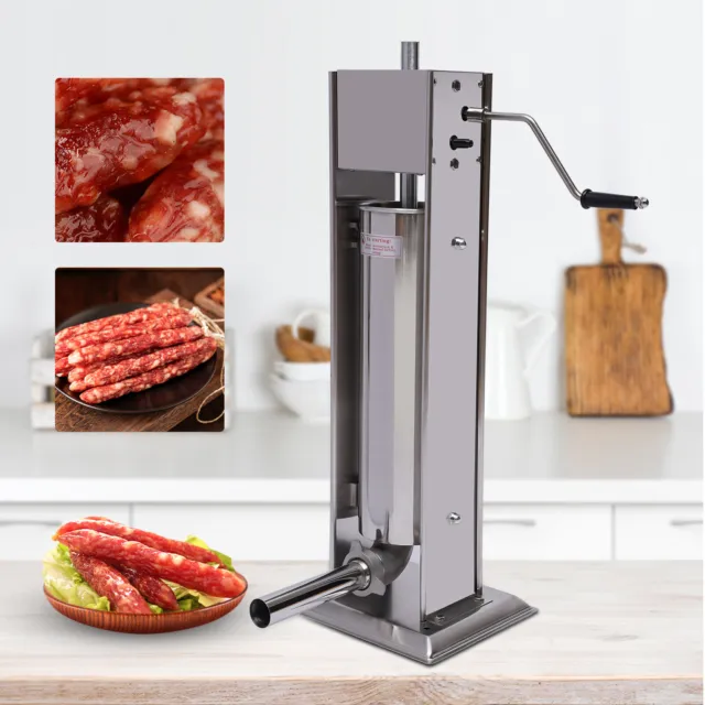 7L Manual Sausage Stuffer Maker Meat Filler Machine with 2-Speed Stainless Steel