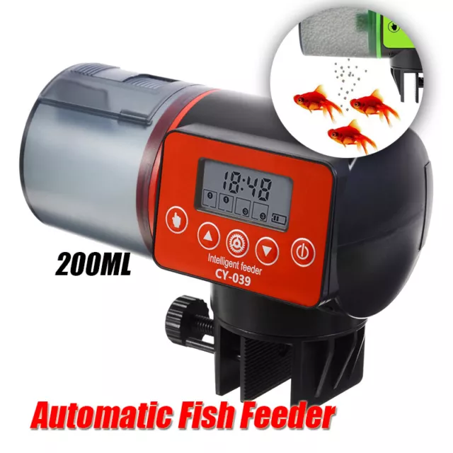 Automatic Digital Fish Feeder Holiday Timer Auto Pet Feeding Pond Tank Dispenser