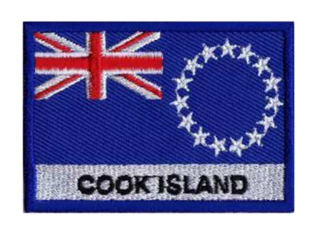 Ecusson patch brodé patche drapeau ILES COOK 70 x 45 mm Pays Etats Monde