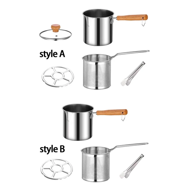 Friteuse En Acier Inoxydable Avec Panier - Mini Marmite à Friture, Compatible Induction, Pour Légumes, Poisson, Poulet