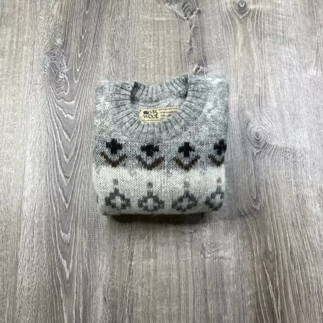 VIK Vikurprjon 100% Pure Icelandic Wool Sweater Mens Xtra Small Womens Small