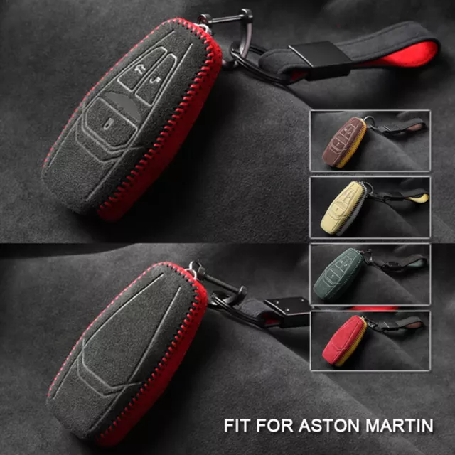 Real Alcantara Leather Car Key Fob Case Cover Shell Accessories For Aston Martin