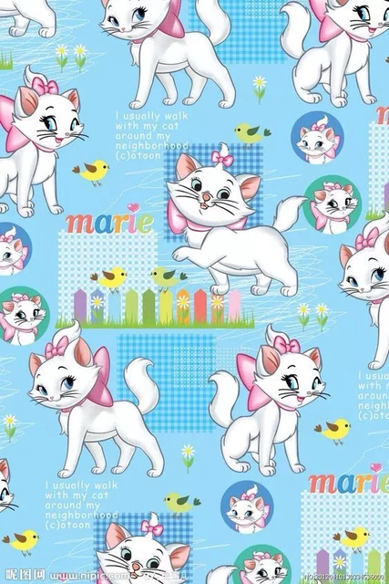 Cute Marie Pattern Digital Printed Fabric Pure Cotton Cut By Yard