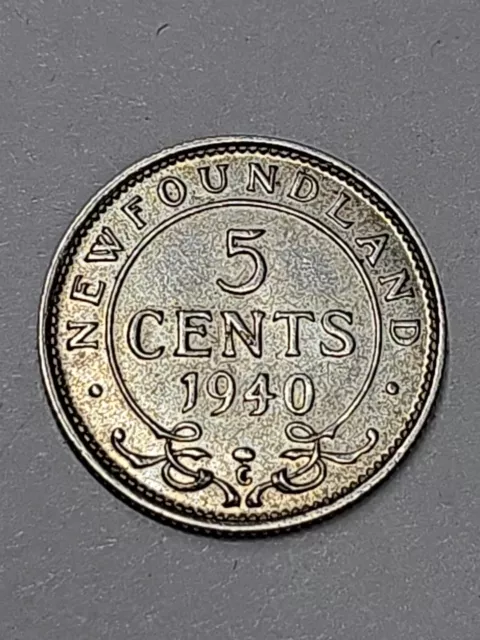 1940C  Newfoundland SILVER Five Cent **MS** Grade Coin 3