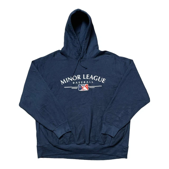 Vintage MV Sport Minor League Baseball embroidered hoodie navy blue size xl