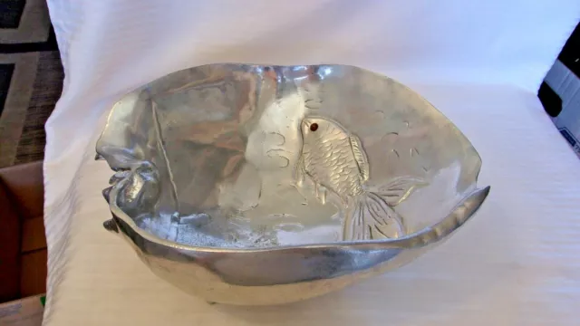 1977 Arthur Court Fish Bowl,  Koi Fish Two Gold Koi Fish with Carnelian Eyes
