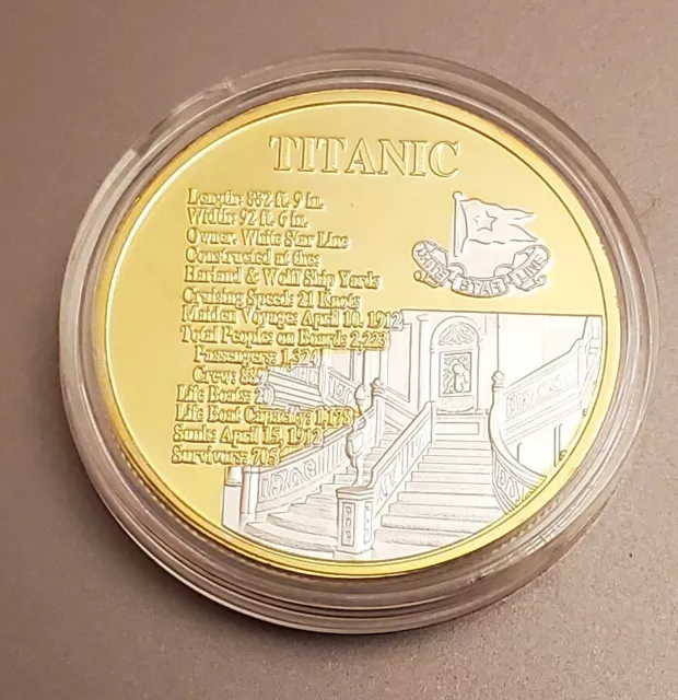 Titanic Gold Silver Stair Case Coin Medal Antique Film 1912 World Famous Ship UK 3