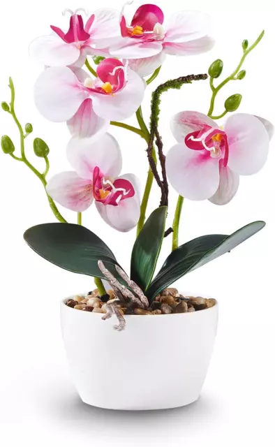 Orchidea Artificiale Rosa, Fiori Artificiali Pianta Finta Con Vaso 31Cm per La D