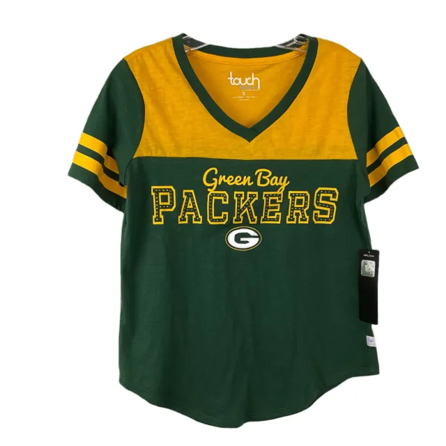 NWT Green Bay Packers Touch Stadium NFL Women's T Shirt Sequin Letters Sz Small
