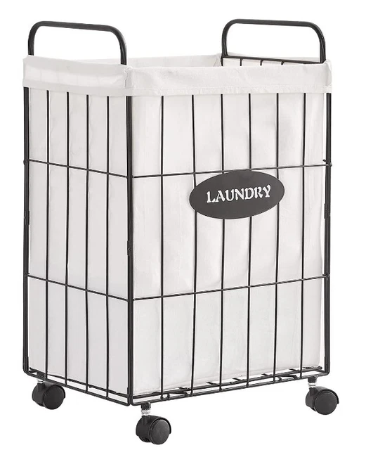 Mxfurhawa Iron Wire Rolling Laundry Basket