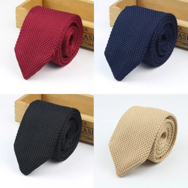 Men Fashion Solid Tie Knit Knitted Tie Necktie Narrow Slim Skinny Woven Ties 67U