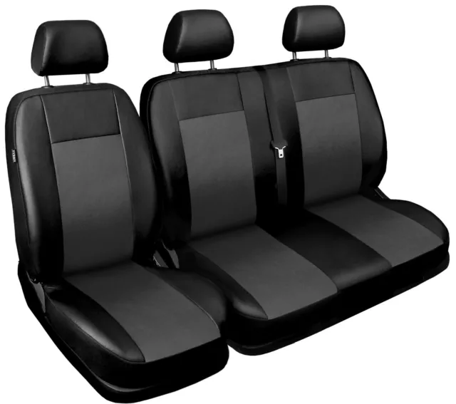 Van seat covers fit Citroen Berlingo Van  2+1 black / grey  ECO LEATHER