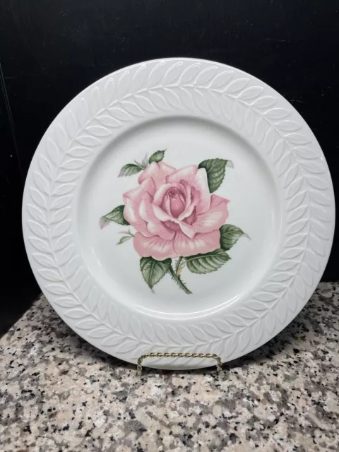 Theodore Haviland New York China Regents Park Rose Dinner Plate Embossed Edge
