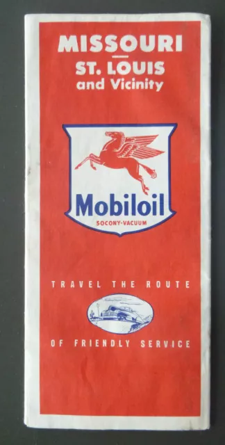 1947 Missouri & St. Louis metr road map  Socony Vacuum oil gas Mobil route 66