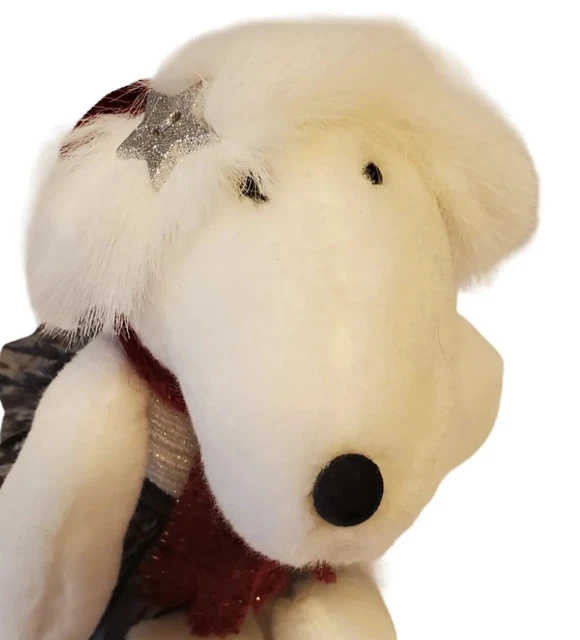 Woof & Poof Plush Winter Dog Stuffed Animal Shelf Sitter White Snowflake w/ Tag