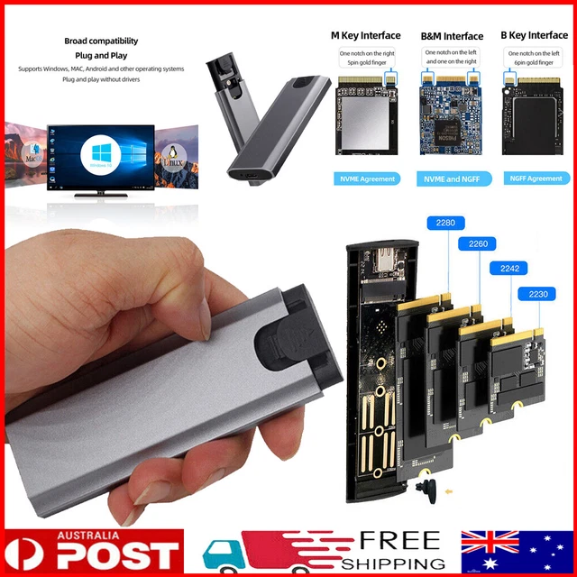 M.2 To USB Type C 3.1 SSD Enclosure NVME/NGFF Dual Protocol M/B/(B+M) Key 10Gbps