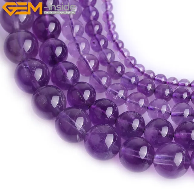 Natural AAA Grade Genuine Light Purple Amethyst Gem Beads Jewelry Making 15"