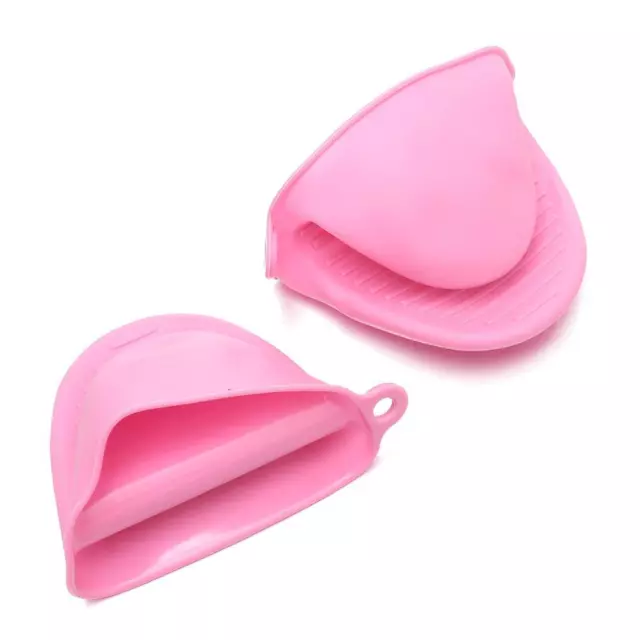 4 pcs Pink Rubber Mini Oven Gloves 4'' Short Pinch Grips for Cooking  Baking