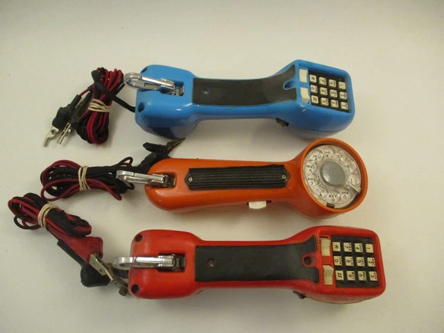Lot 3 Vintage Lineman Test Phone Handsets Clips Bell Telephone Harris TS21