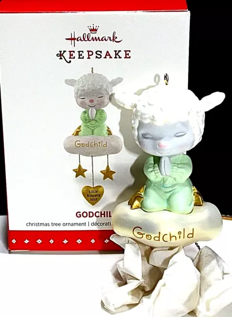 Hallmark Ornament 2015 Little Blessing Godchild Christmas Baby Lamb Keepsake NEW