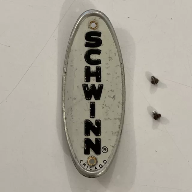 VINTAGE Schwinn Chicago Headbadge Brand Emblem 1970s with original screws